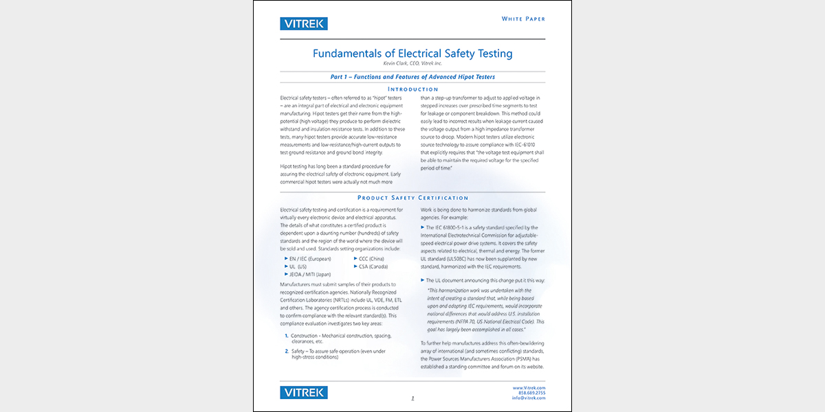 Fundamentals of Electrical Safety Testing In Compliance Magazine